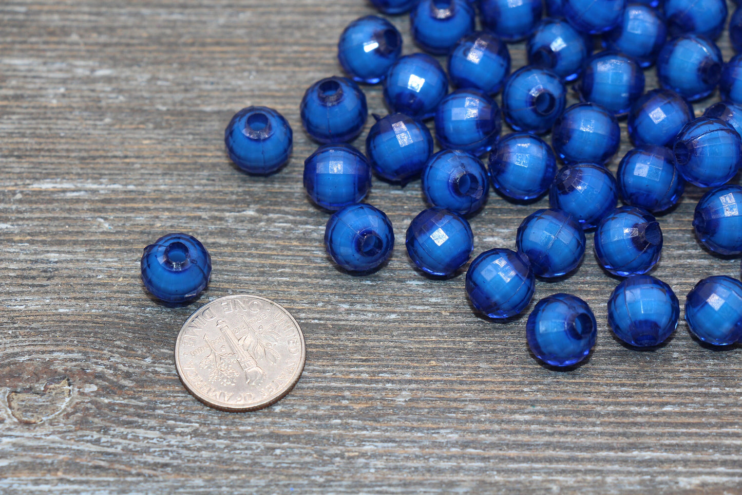 10mm Royal Blue Faceted Beads, Round Faceted Acrylic Loose Beads, Bubblegum Beads, Chunky Beads, Bracelet Gumball Beads #2009
