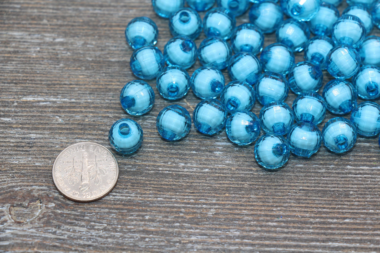10mm Blue Faceted Beads, Round Faceted Acrylic Loose Beads, Bubblegum Beads, Chunky Beads, Bracelet Gumball Beads #2017