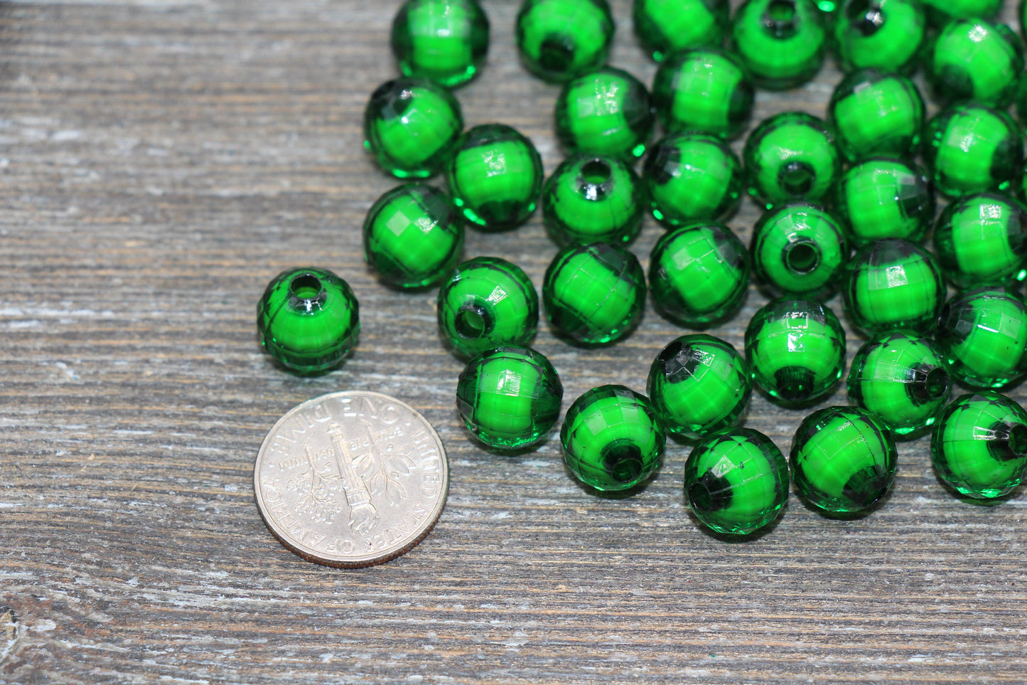 10mm Green Faceted Beads, Round Faceted Acrylic Loose Beads, Bubblegum Beads, Chunky Beads, Bracelet Gumball Beads #2018