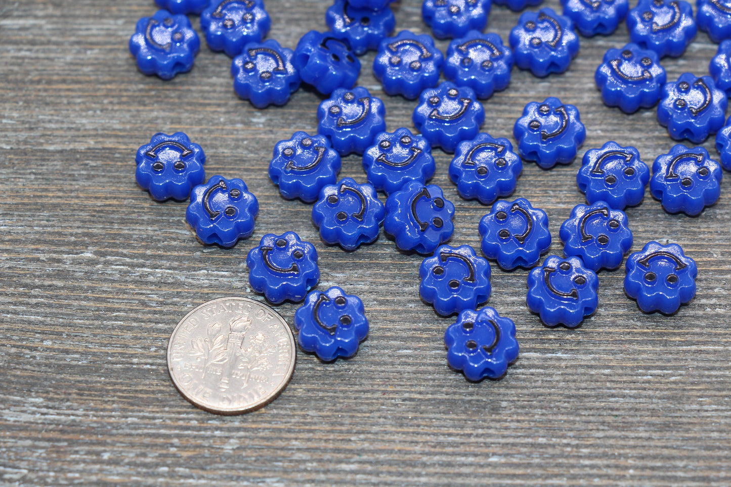 Royal Blue Smiley Face Beads, Cloud Shape Smiley Face Beads, Cute Smiling Face Beads, Happy Face Beads, Craft Bracelet Beads #2029