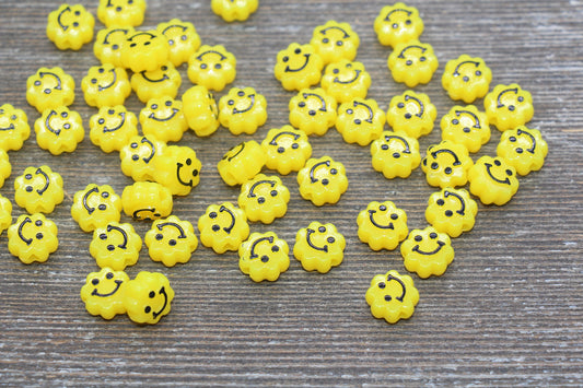 Yellow Smiley Face Beads, Cloud Shape Smiley Face Beads, Cute Smiling Face Beads, Happy Face Beads, Craft Bracelet Beads #2032