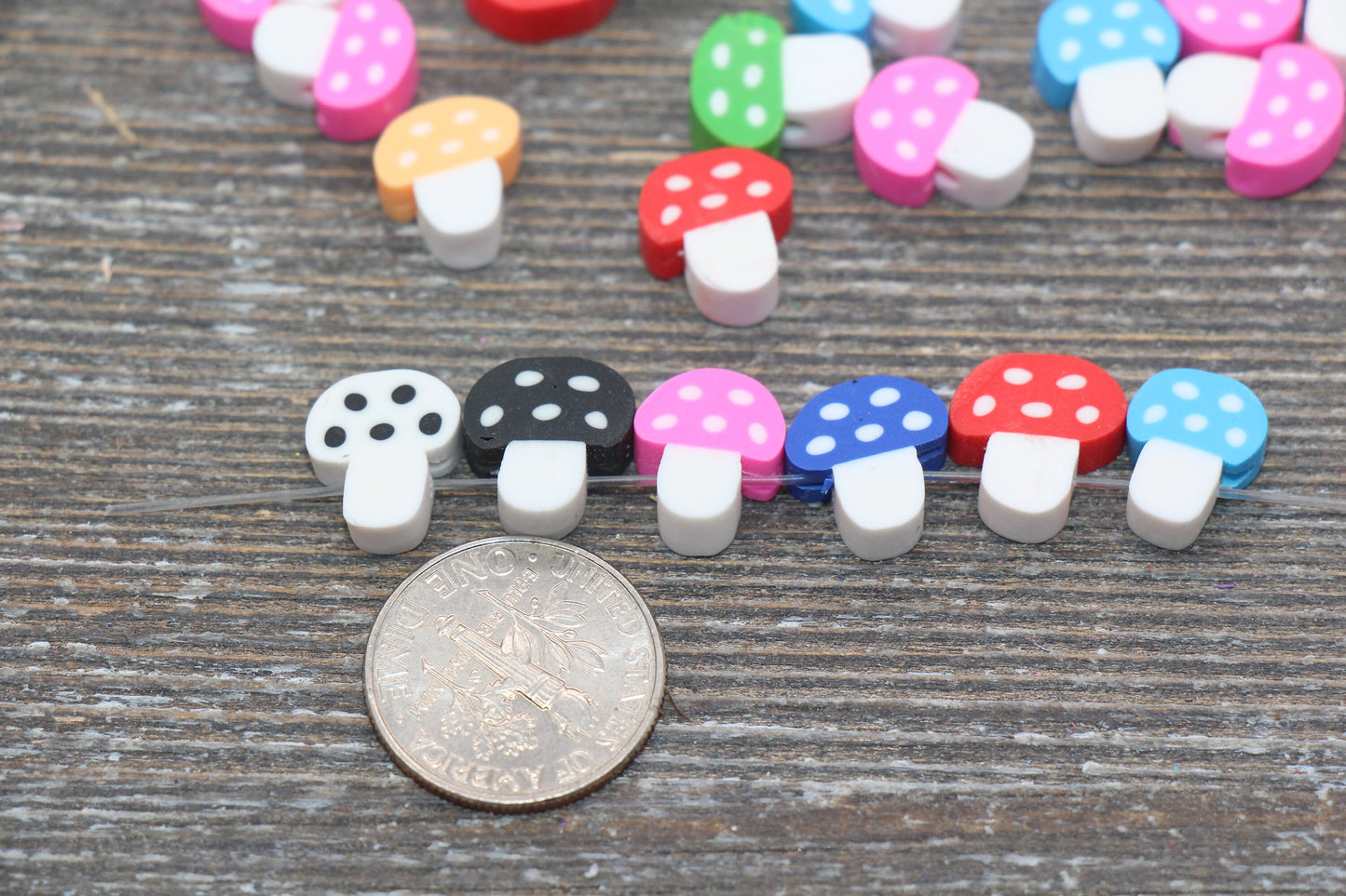 Mushroom Polymer Clay Beads, Mix Mushroom Clay Beads, Round Clay Beads, Jewelry Beads, Beads for Bracelet #59