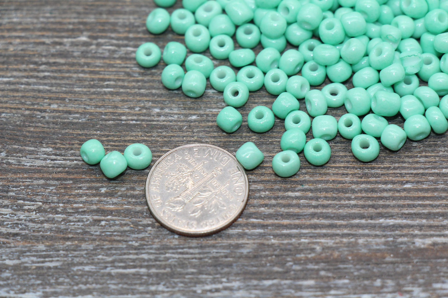 Glass Seed Beads, 4mm 6/0 Glass Round Seed Beads, Mint Opaque Seed Beads, Rocailles Beads, Beading Supplies #1280