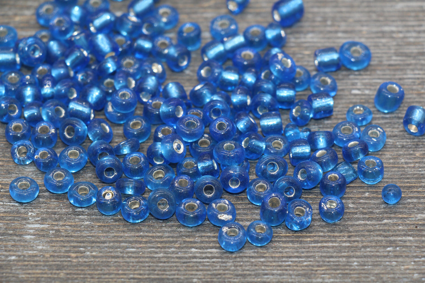 5mm Blue Transparent Glass Beads with Silver Lined, Blue Glass Round Beads, Blue Trans Seed Beads, Rocailles Beads, Beading Supplies #1283