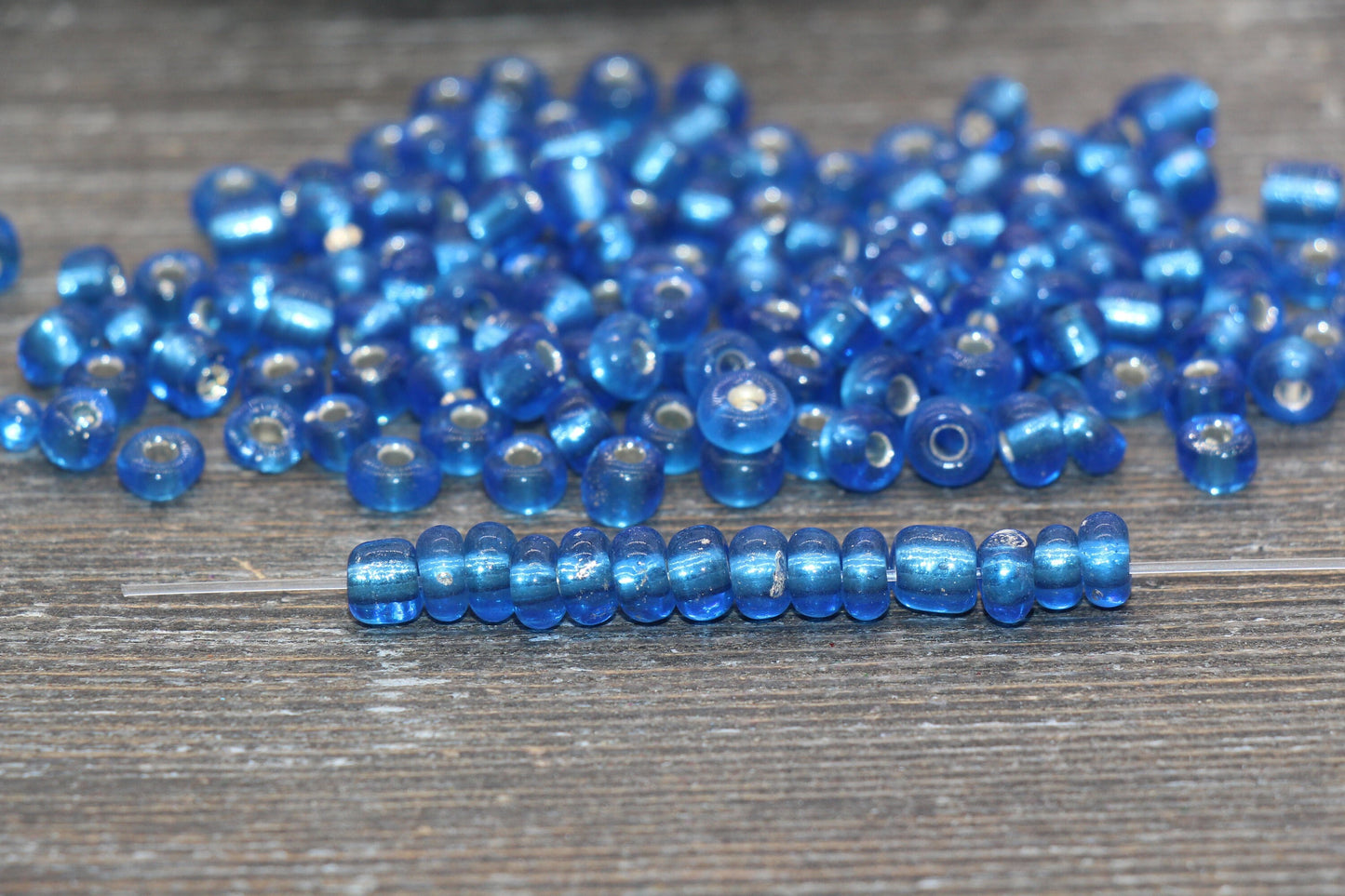 5mm Blue Transparent Glass Beads with Silver Lined, Blue Glass Round Beads, Blue Trans Seed Beads, Rocailles Beads, Beading Supplies #1283