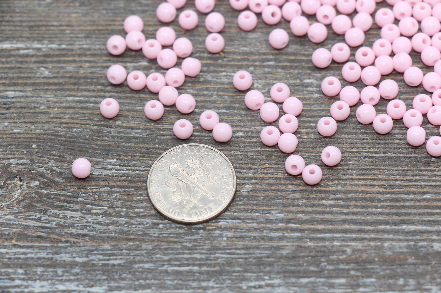 4mm Pink Round Beads, Acrylic Gumball Beads, Pink Round Spacer Beads, Bubblegum Beads, Plastic Round Smooth Bead #238