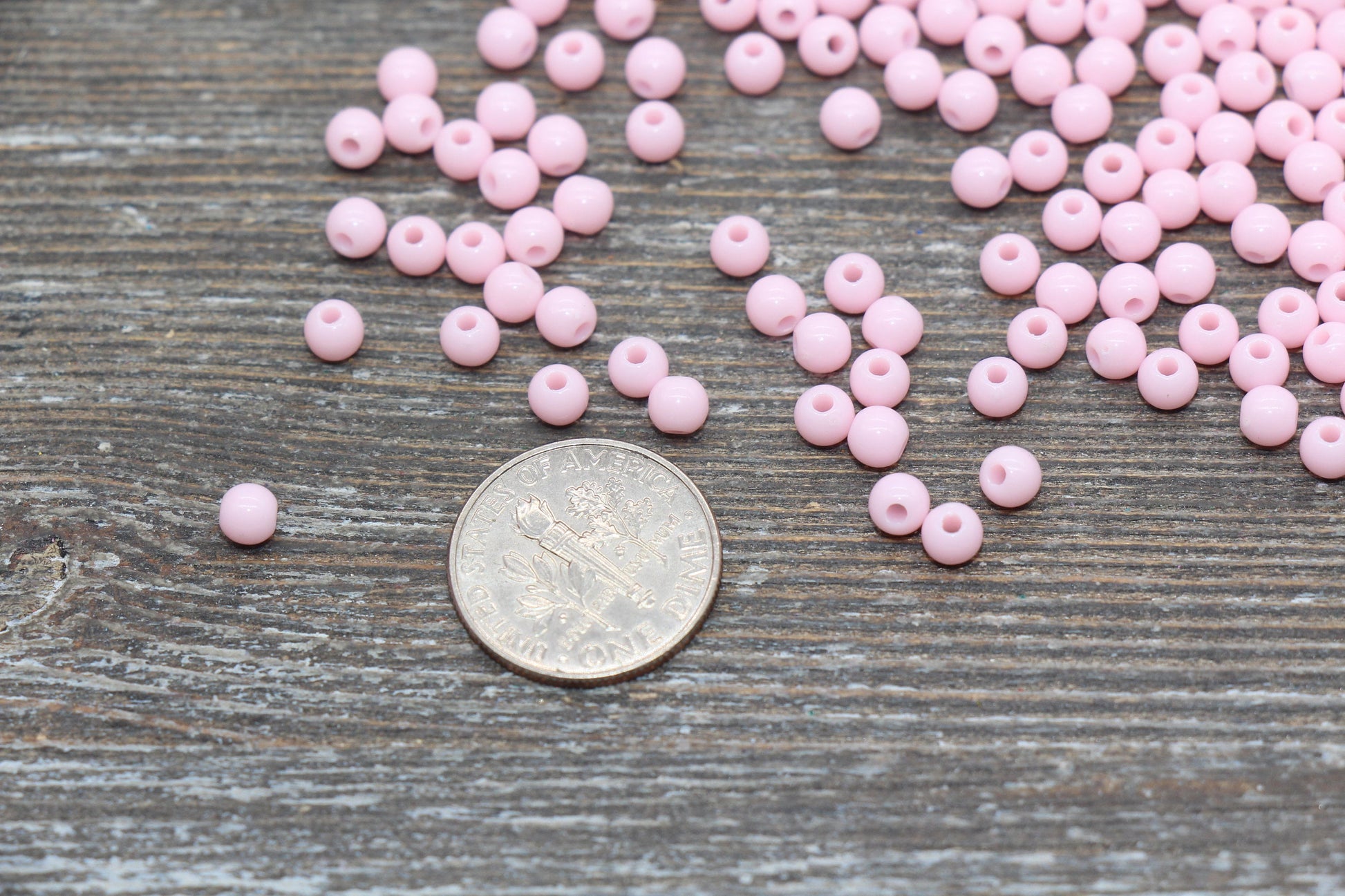 4mm Pink Round Beads, Acrylic Gumball Beads, Pink Round Spacer Beads, Bubblegum Beads, Plastic Round Smooth Bead #238