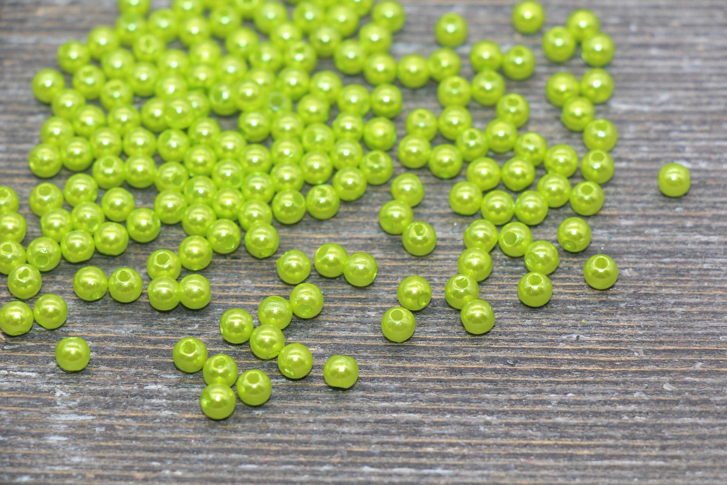 4mm Green Faux Pearl Beads, Green Faux Pearl Gumball Beads, Imitation Pearl Beads, Chunky Beads, Smooth Plastic Round Beads #2045