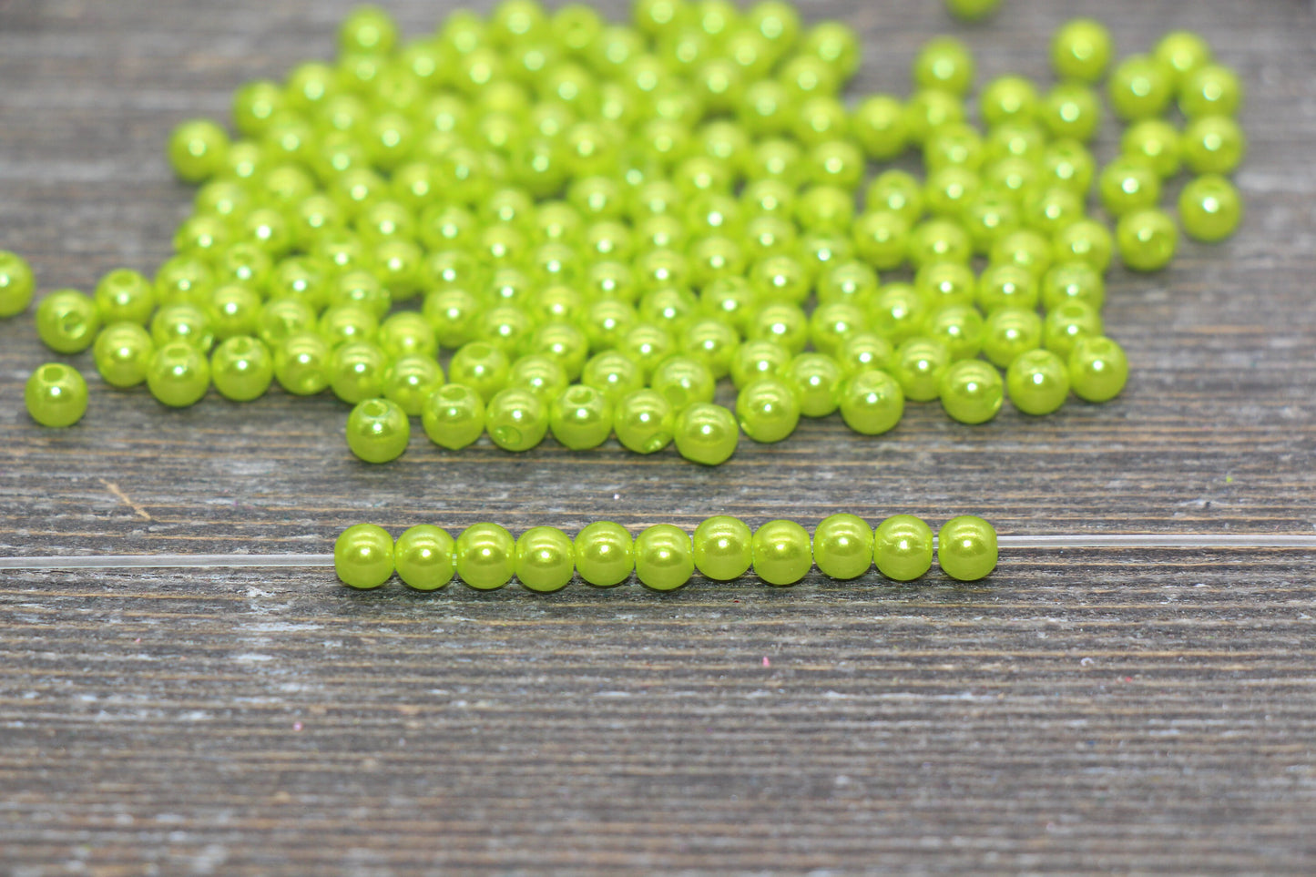 4mm Green Faux Pearl Beads, Green Faux Pearl Gumball Beads, Imitation Pearl Beads, Chunky Beads, Smooth Plastic Round Beads #2045