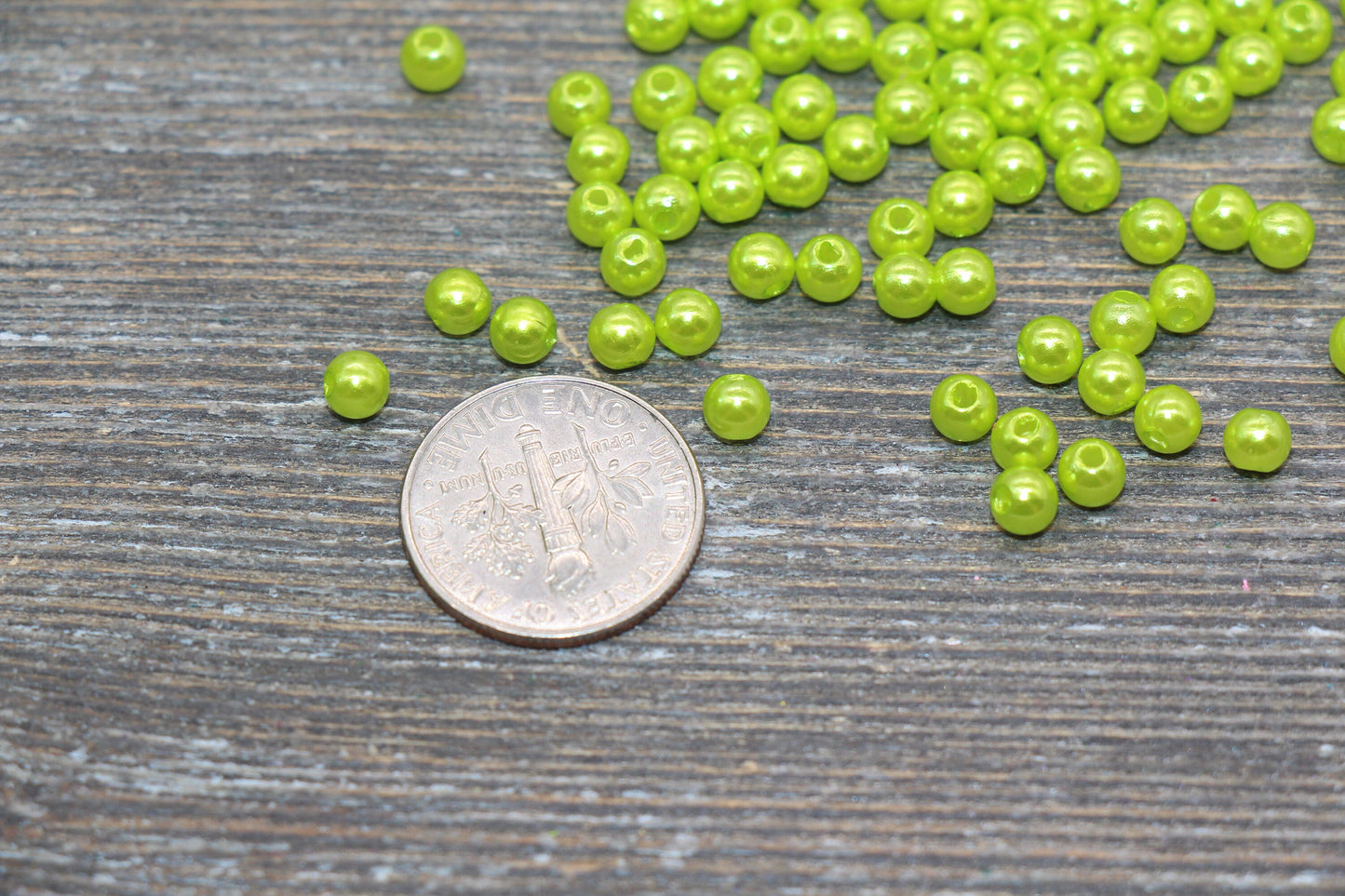 4mm Green Faux Pearl Beads, Green Faux Pearl Gumball Beads, Imitation Pearl Beads, Chunky Beads, Smooth Plastic Round Beads #2045