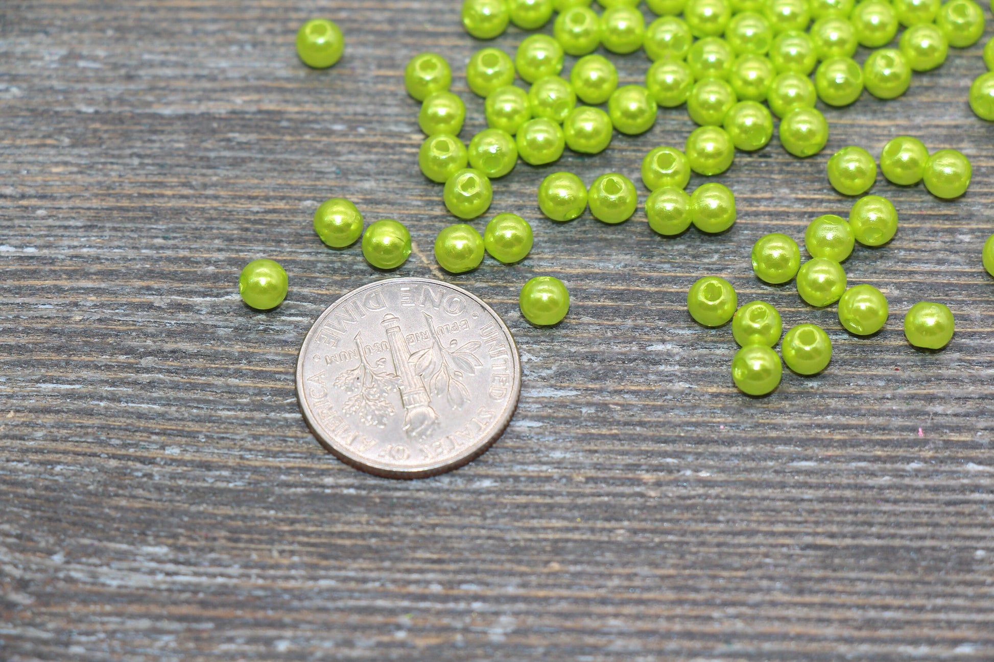 4mm Green Faux Pearl Beads, Green Faux Pearl Gumball Beads, Imitation Pearl Beads, Chunky Beads, Smooth Plastic Round Beads #2045