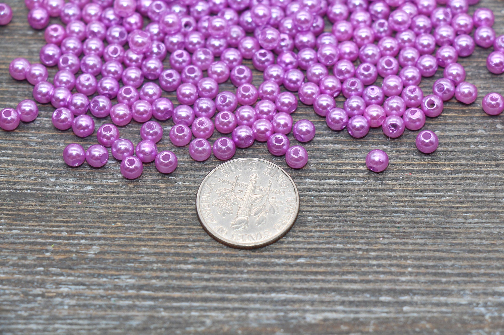4mm Lavender Faux Pearl Beads, Lavender Faux Pearl Gumball Beads, Imitation Pearl Beads, Chunky Beads, Smooth Plastic Round Beads #2048