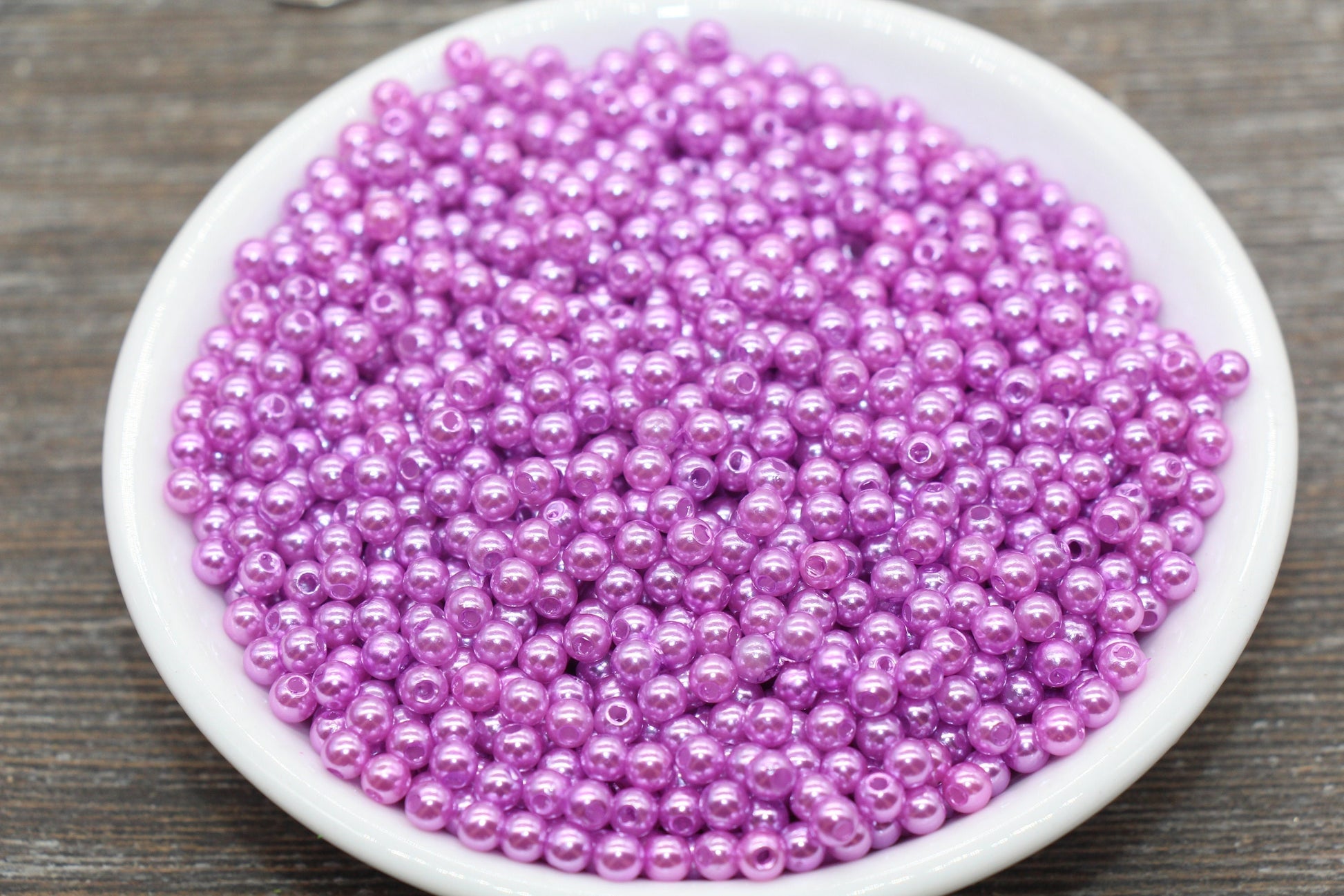 4mm Lavender Faux Pearl Beads, Lavender Faux Pearl Gumball Beads, Imitation Pearl Beads, Chunky Beads, Smooth Plastic Round Beads #2048