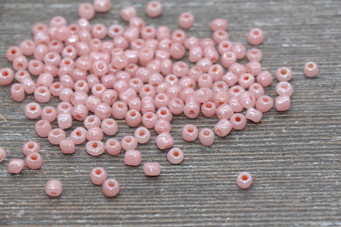 Creamy Glass Seed Beads, 4mm 6/0 Glass Round Seed Beads, Creamy Peach Seed Beads, Glossy Rocailles Beads, Beading Supplies #2075