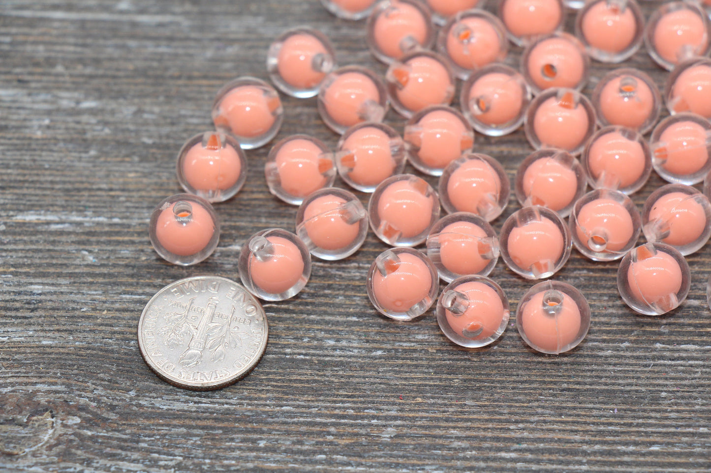 10mm Peach Round Beads, Peach Acrylic Round Gumball Beads, Bubblegum Beads, Chunky Beads, Plastic Round Bead #1921