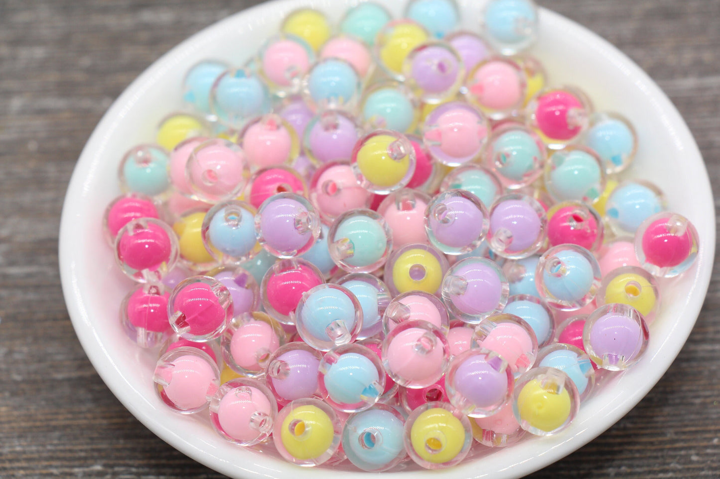 10mm Multicolor Round Beads, Mix Color Acrylic Round Gumball Beads, Bubblegum Beads, Chunky Beads, Plastic Round Bead #1923