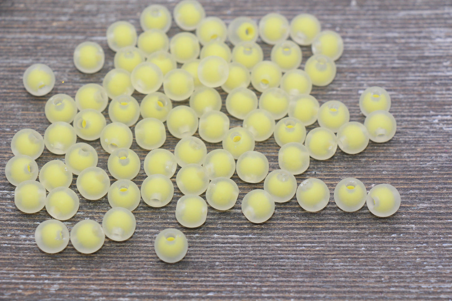 8mm Matte Yellow Gumball Beads, Yellow Round Acrylic Loose Beads, Frosted Bubblegum Beads, Chunky Beads, Round Plastic Beads #1931