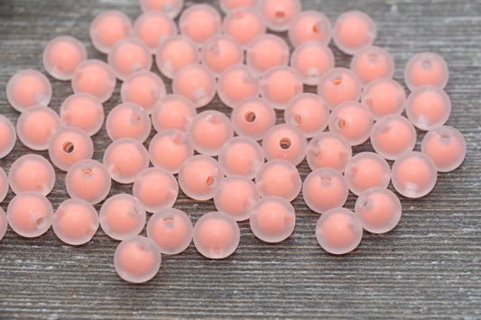 10mm Matte Peach Gumball Beads, Round Acrylic Loose Beads, Frosted Bubblegum Beads, Chunky Beads, Round Plastic Beads #1935