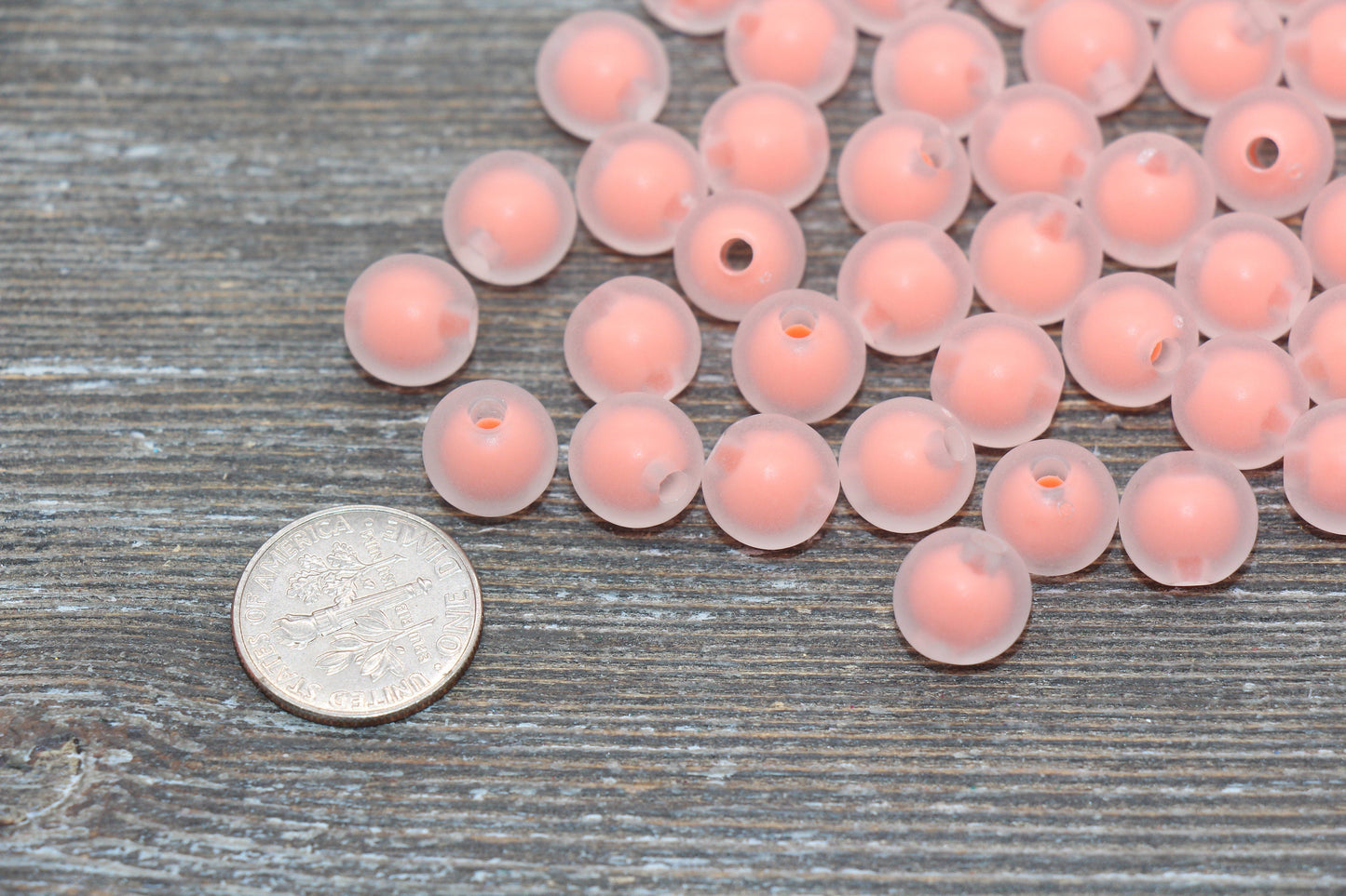 10mm Matte Peach Gumball Beads, Round Acrylic Loose Beads, Frosted Bubblegum Beads, Chunky Beads, Round Plastic Beads #1935