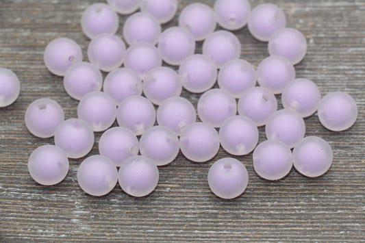 12mm Matte Light Purple Round Beads, Frosted Acrylic Round Gumball Beads, Bubblegum Beads, Chunky Beads, Plastic Round Bead #1937