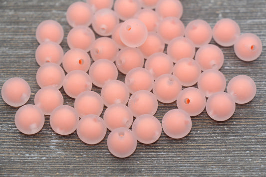 12mm Matte Peach Round Beads, Frosted Acrylic Round Gumball Beads, Bubblegum Beads, Chunky Beads, Plastic Round Bead #1938