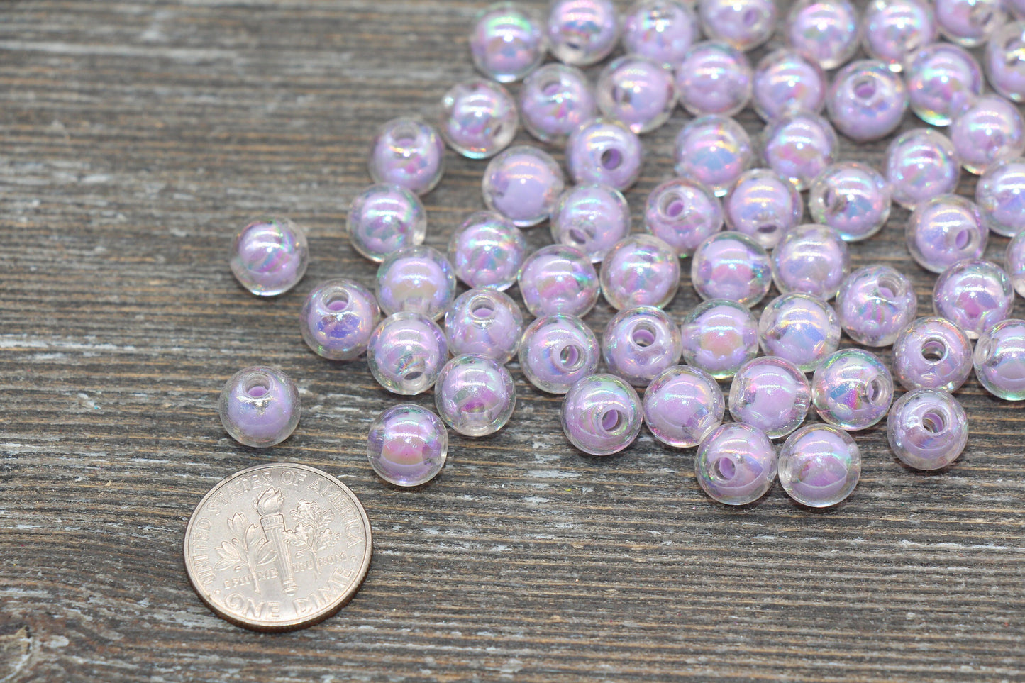 8mm Iridescent Light Purple Gumball Beads, AB Purple Round Loose Beads, Glossy Shinny Bubblegum Beads, Chunky Beads, Round Beads #1945