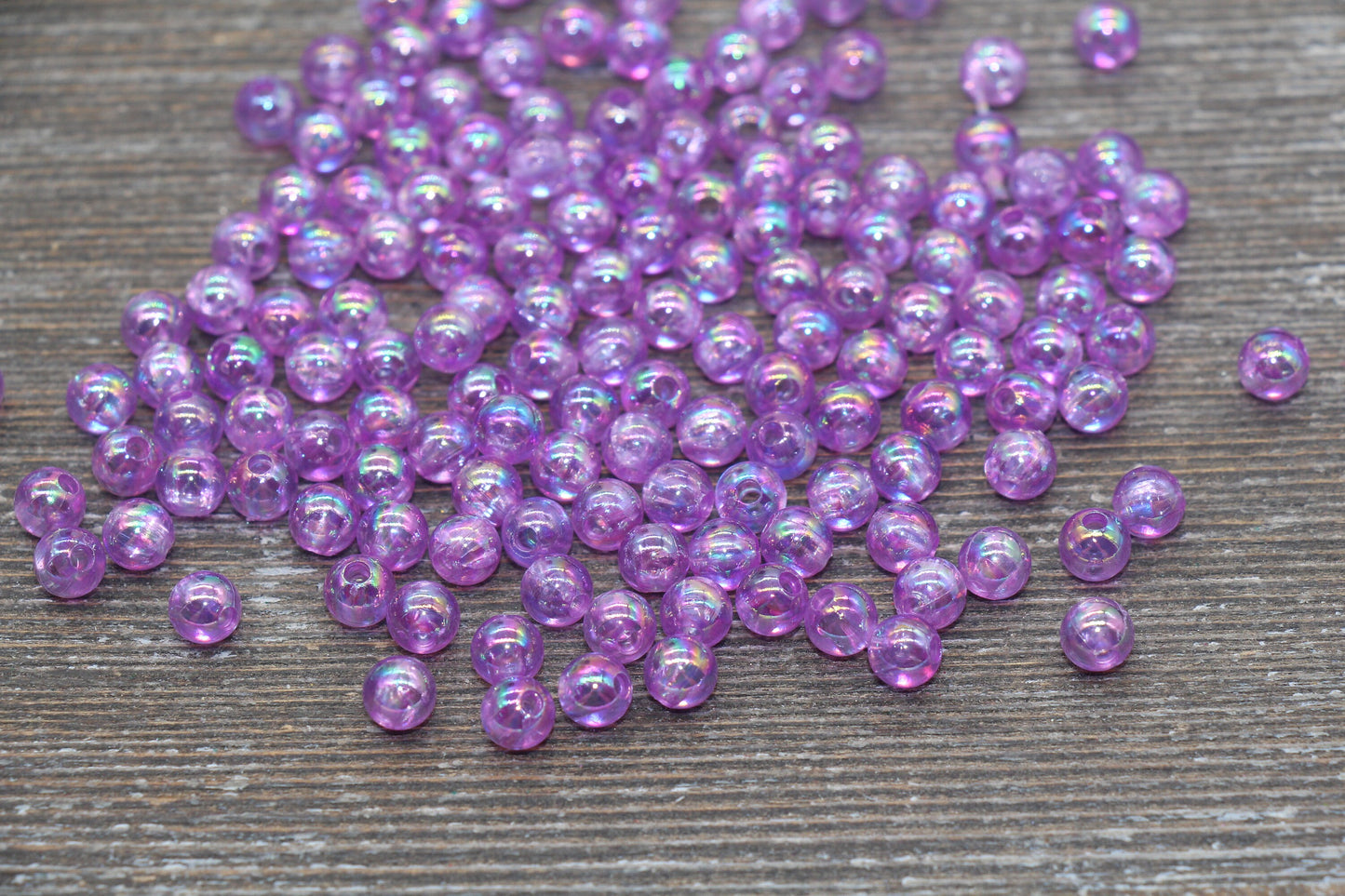6mm Lavender AB Round Beads, Iridescent Purple Acrylic Gumball Beads, Transparent Round Beads, Bubblegum Beads, Plastic Round Bead #1971