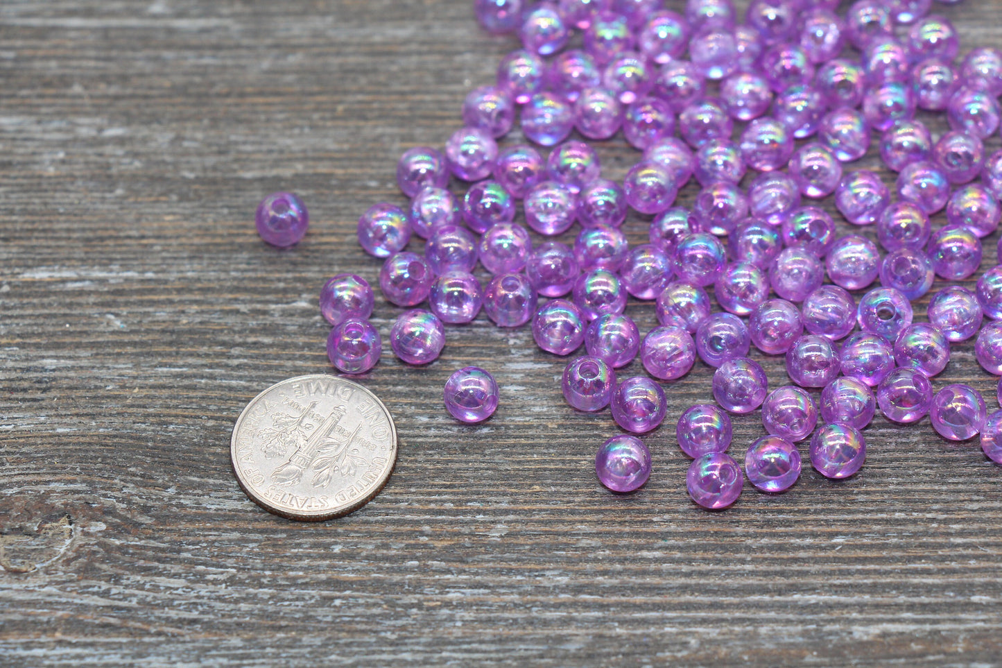 6mm Lavender AB Round Beads, Iridescent Purple Acrylic Gumball Beads, Transparent Round Beads, Bubblegum Beads, Plastic Round Bead #1971