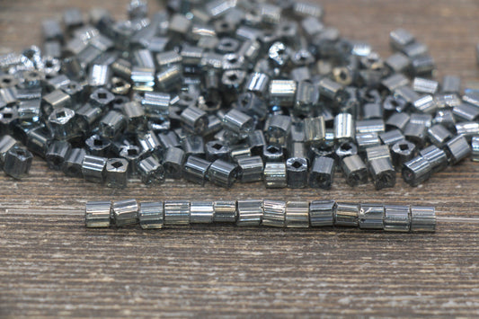 Glossy Square Glass Beads, 4mm Cube Glass Beads, Shinny Glass Bead, Transparent Gray Square Seed Beads, Beading Supplies #2133