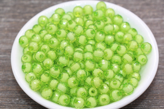 8mm Celery Green Faceted Beads, Round Faceted Acrylic Loose Beads, Bubblegum Beads, Chunky Beads, Bracelet Gumball Beads #1988