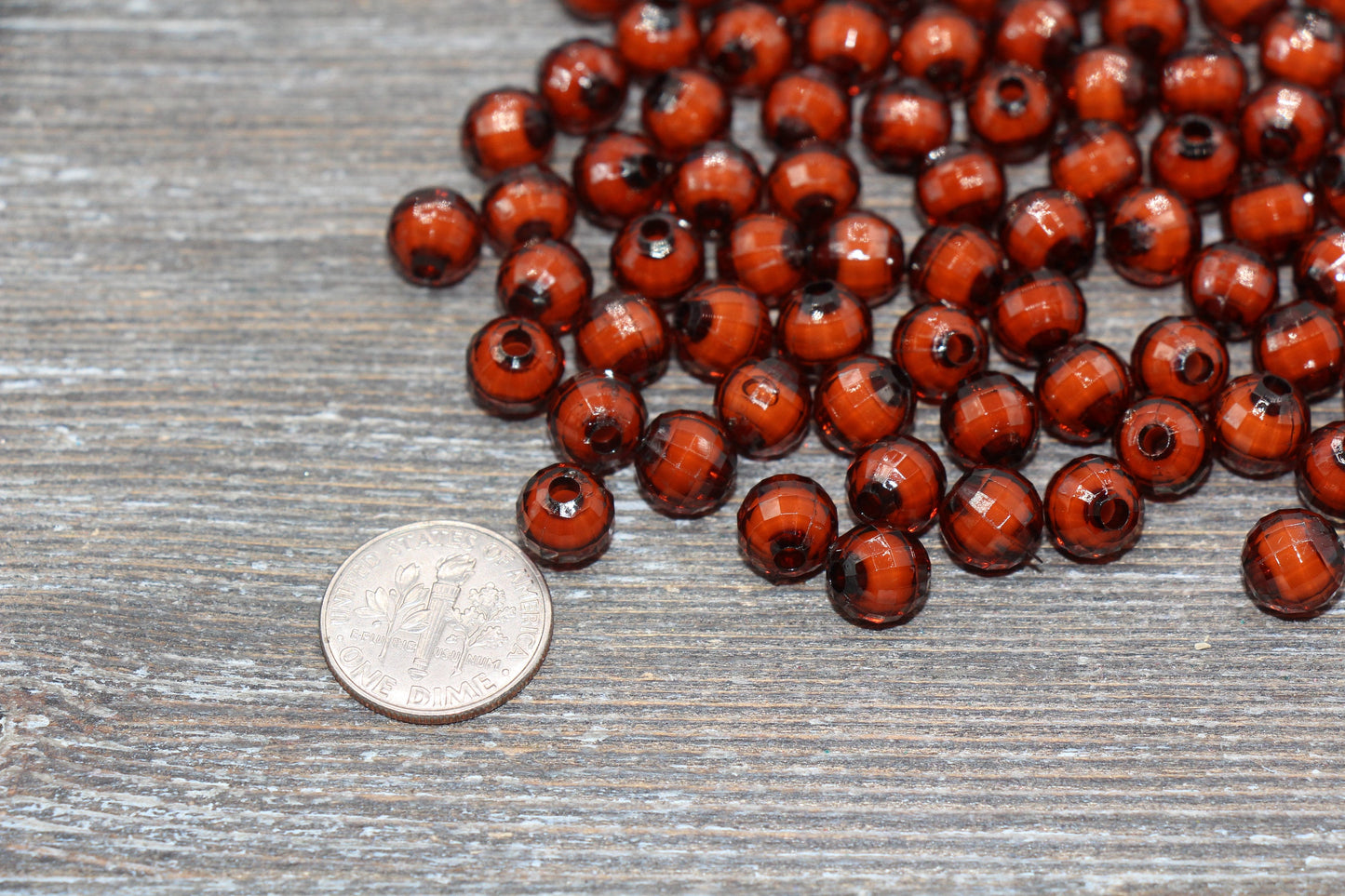 8mm Brown Faceted Beads, Round Faceted Acrylic Loose Beads, Bubblegum Beads, Chunky Beads, Bracelet Gumball Beads #1998