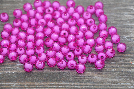 8mm Pink Faceted Beads, Round Faceted Acrylic Loose Beads, Bubblegum Beads, Chunky Beads, Bracelet Gumball Beads #2001
