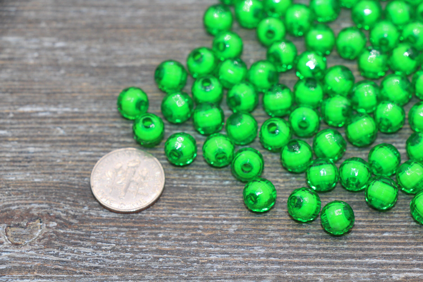8mm Green Faceted Beads, Round Faceted Acrylic Loose Beads, Bubblegum Beads, Chunky Beads, Bracelet Gumball Beads #2002