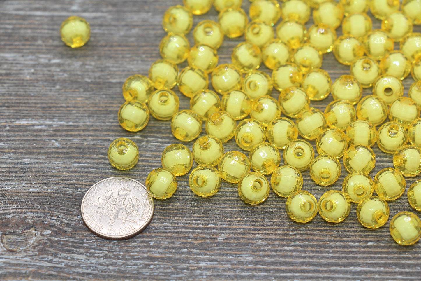 8mm Yellow Faceted Beads, Round Faceted Acrylic Loose Beads, Bubblegum Beads, Chunky Beads, Bracelet Gumball Beads #2003