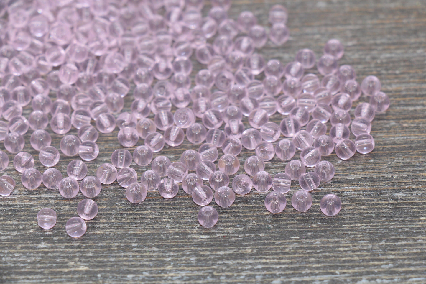 Round Transparent Glass Beads, 4mm Glass Round Seed Beads, Pink Trans Seed Beads, Beading Supplies #2149