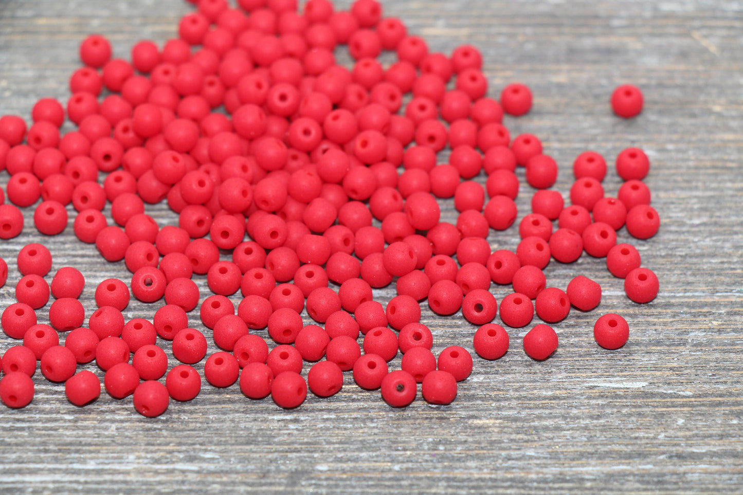 Round Matte Glass Beads, 4mm Glass Round Seed Beads, Frosted Red Seed Beads, Beading Supplies #2163