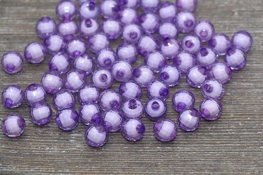 10mm Light Purple Faceted Beads, Round Faceted Acrylic Loose Beads, Bubblegum Beads, Chunky Beads, Bracelet Gumball Beads #2007