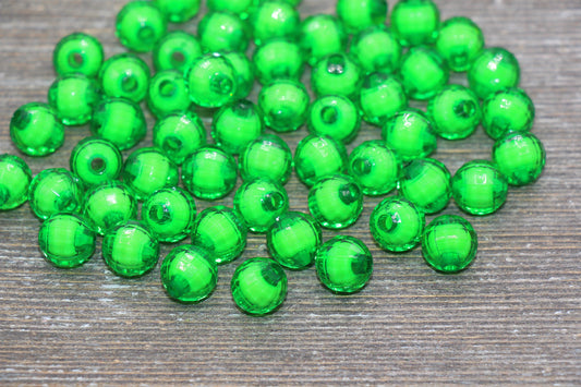 10mm Green Faceted Beads, Round Faceted Acrylic Loose Beads, Bubblegum Beads, Chunky Beads, Bracelet Gumball Beads #2015