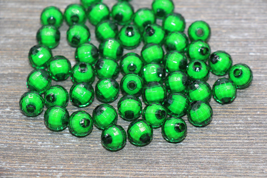 10mm Green Faceted Beads, Round Faceted Acrylic Loose Beads, Bubblegum Beads, Chunky Beads, Bracelet Gumball Beads #2018