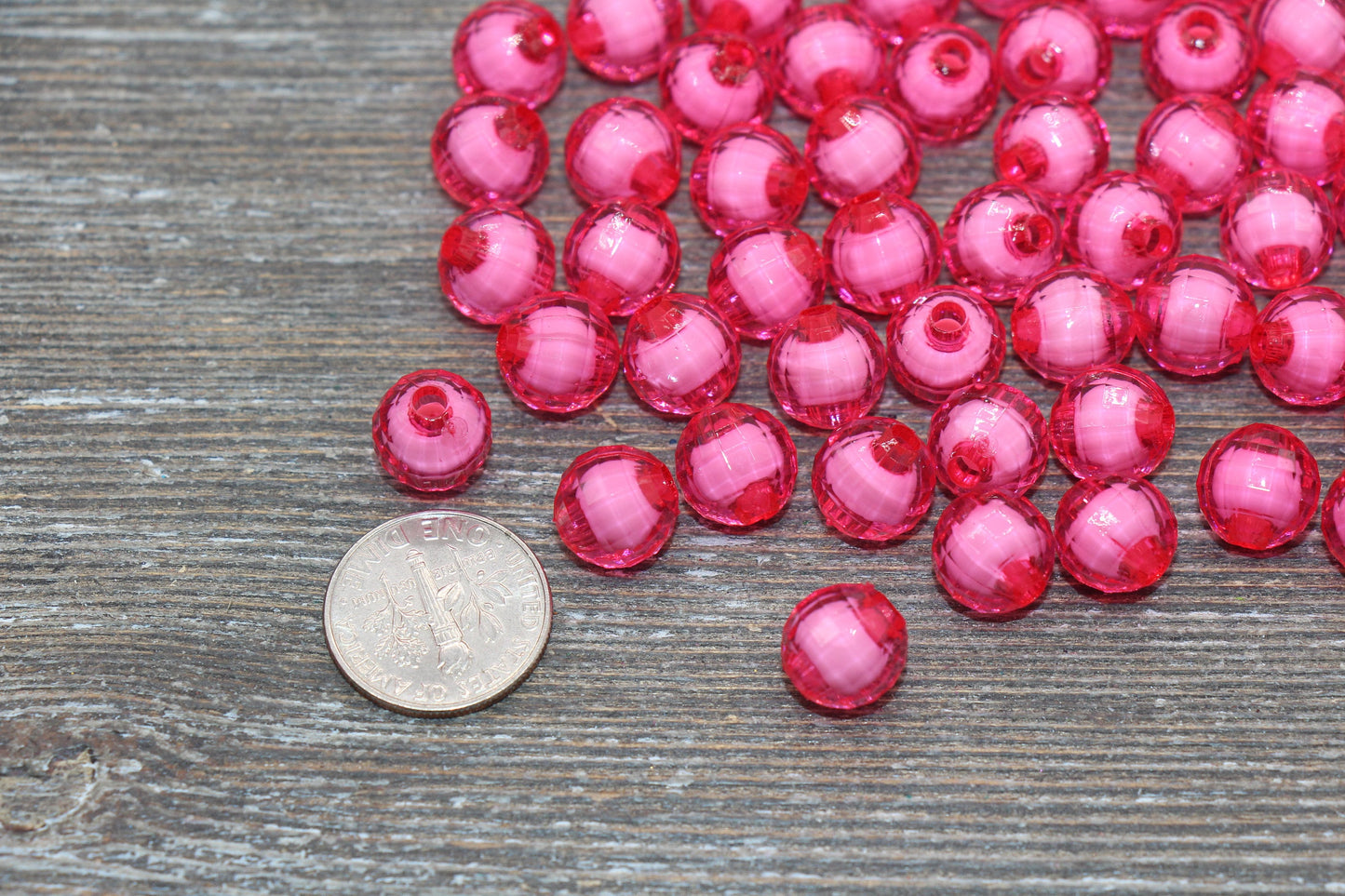 10mm Hot Pink Faceted Beads, Round Faceted Acrylic Loose Beads, Bubblegum Beads, Chunky Beads, Bracelet Gumball Beads #2020