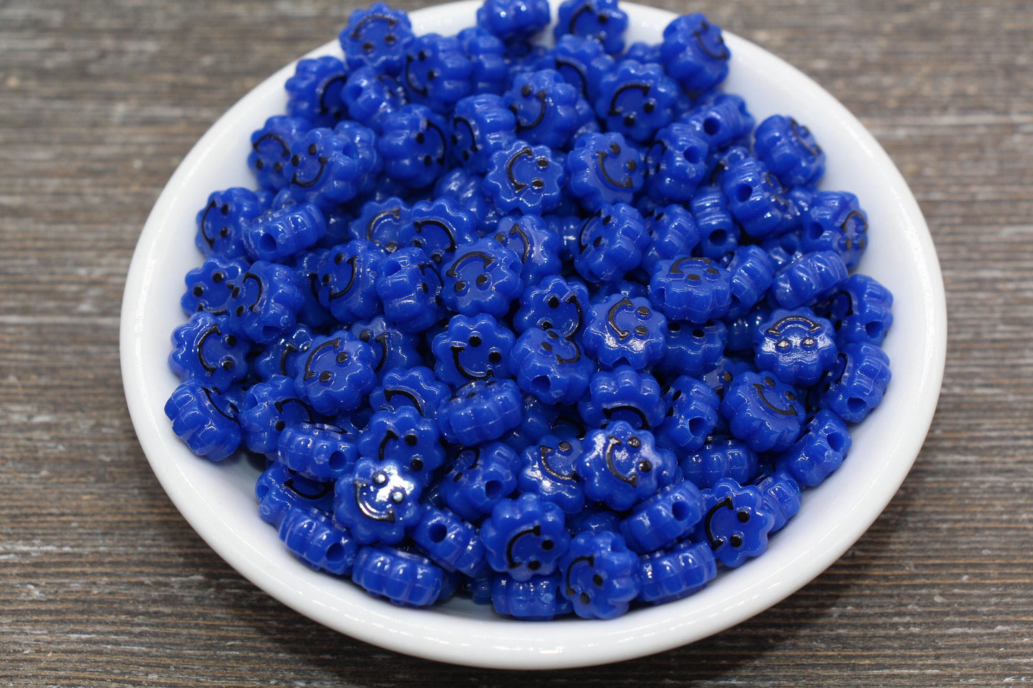 Royal Blue Smiley Face Beads, Cloud Shape Smiley Face Beads, Cute Smiling Face Beads, Happy Face Beads, Craft Bracelet Beads #2029