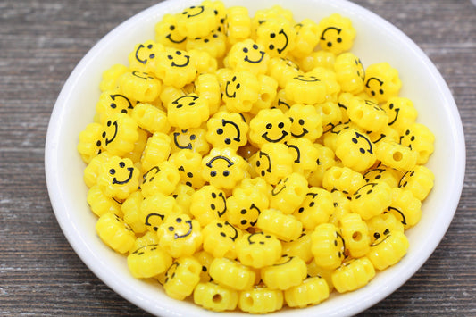 Yellow Smiley Face Beads, Cloud Shape Smiley Face Beads, Cute Smiling Face Beads, Happy Face Beads, Craft Bracelet Beads #2032