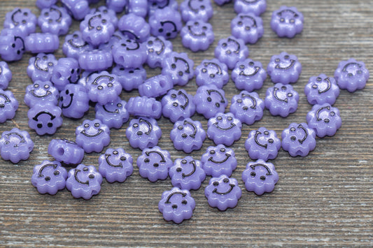 Purple Smiley Face Beads, Cloud Shape Smiley Face Beads, Cute Smiling Face Beads, Happy Face Beads, Craft Bracelet Beads #2036