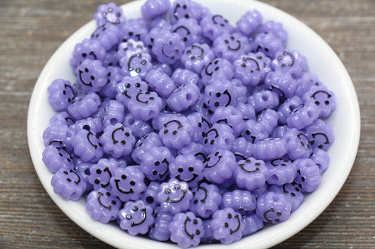 Purple Smiley Face Beads, Cloud Shape Smiley Face Beads, Cute Smiling Face Beads, Happy Face Beads, Craft Bracelet Beads #2036