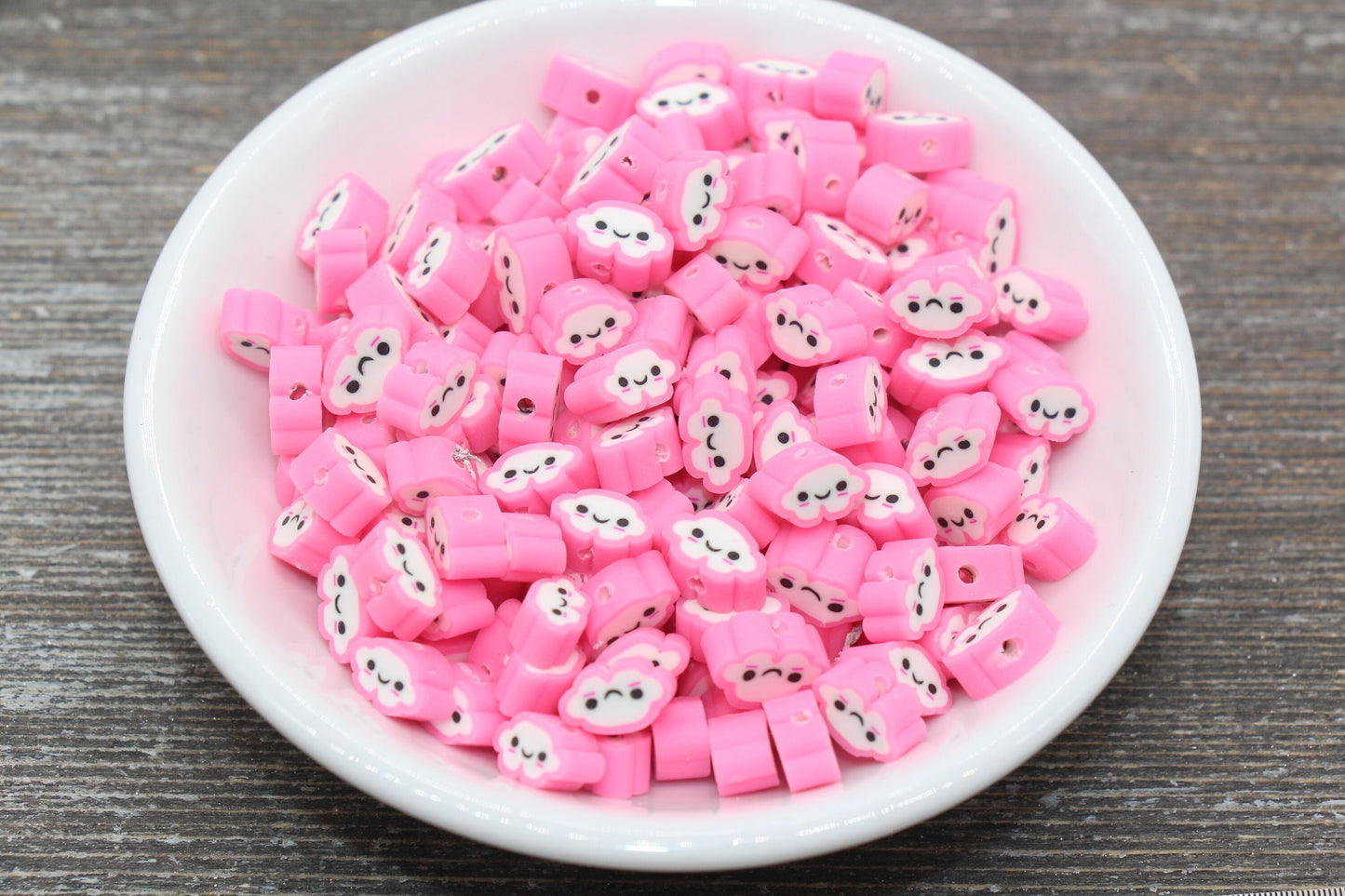 Cloud Polymer Clay Beads, Pink Cloud Beads, Cloud Cane Beads, Fimo Cane Beads, Jewelry Beads, Beads for Bracelet #65