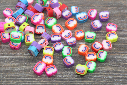 Rainbow and Cloud Polymer Clay Beads, Mix Color Rainbow Cane Beads, Cloud Cane Beads, Fimo Cane Beads, Jewelry Beads, Beads for Bracelet #70