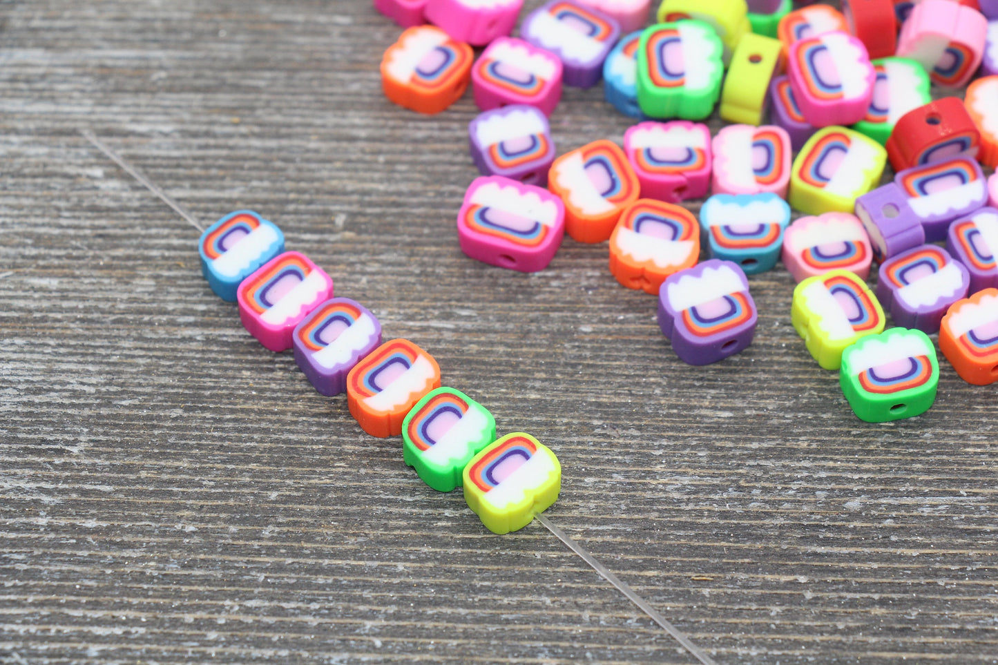 Rainbow and Cloud Polymer Clay Beads, Mix Color Rainbow Cane Beads, Cloud Cane Beads, Fimo Cane Beads, Jewelry Beads, Beads for Bracelet #70