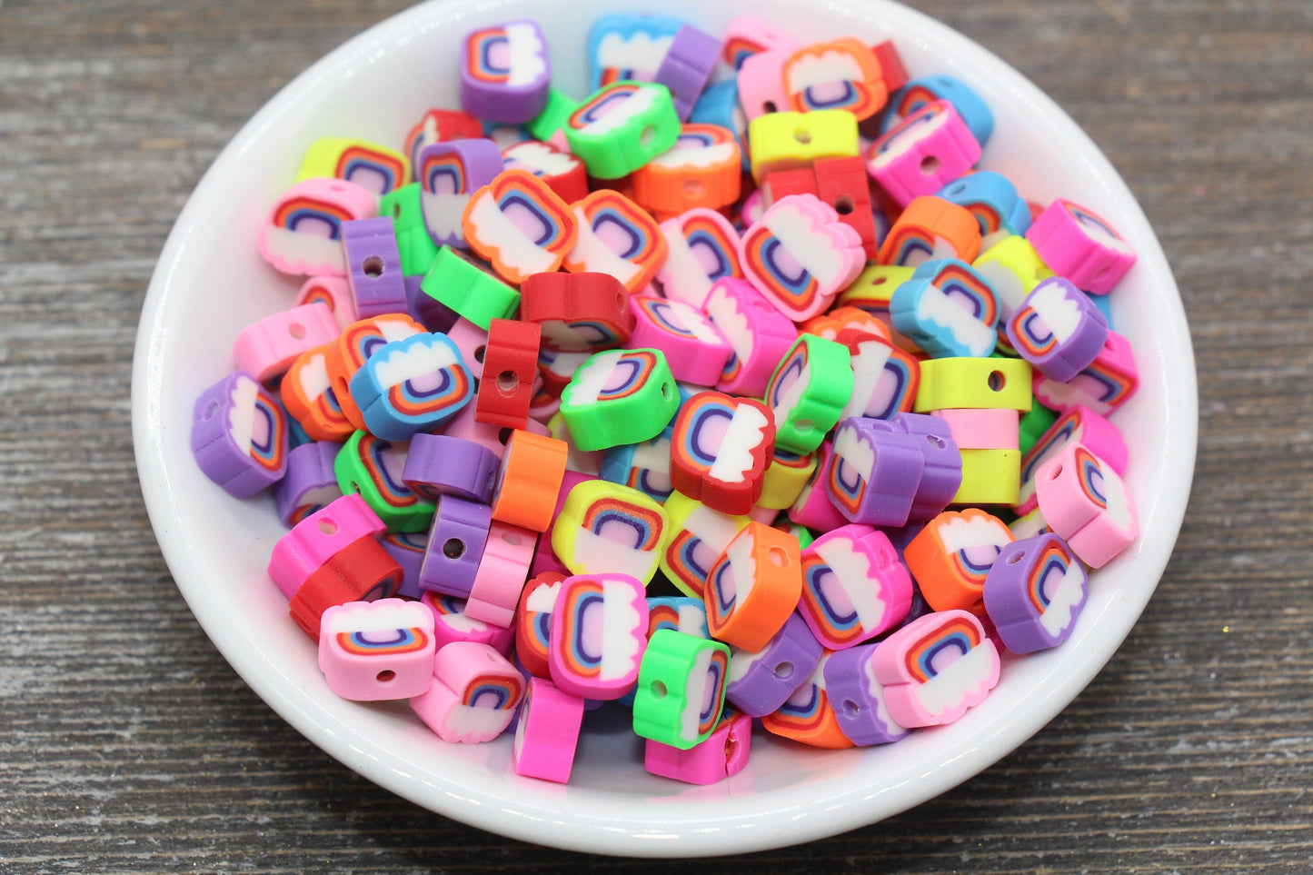 Rainbow and Cloud Polymer Clay Beads, Mix Color Rainbow Cane Beads, Cloud Cane Beads, Fimo Cane Beads, Jewelry Beads, Beads for Bracelet #70