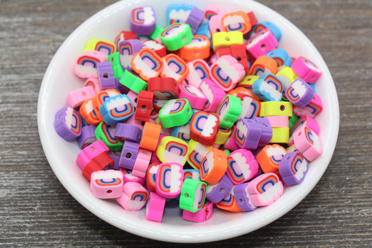 Rainbow and Cloud Polymer Clay Beads, Mix Color Rainbow Cane Beads, Cloud Cane Beads, Fimo Cane Beads, Jewelry Beads, Beads for Bracelet #70