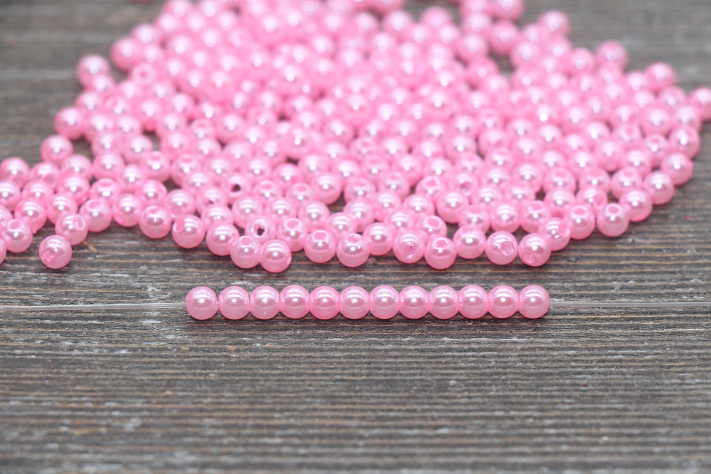 4mm Pink Faux Pearl Beads, Pink Faux Pearl Gumball Beads, Imitation Pearl Beads, Chunky Beads, Smooth Plastic Round Beads #2046
